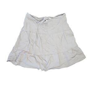 Vintage Y2K Tweeds Taupe Tan Linen Tiered Mini Peasant Skirt S